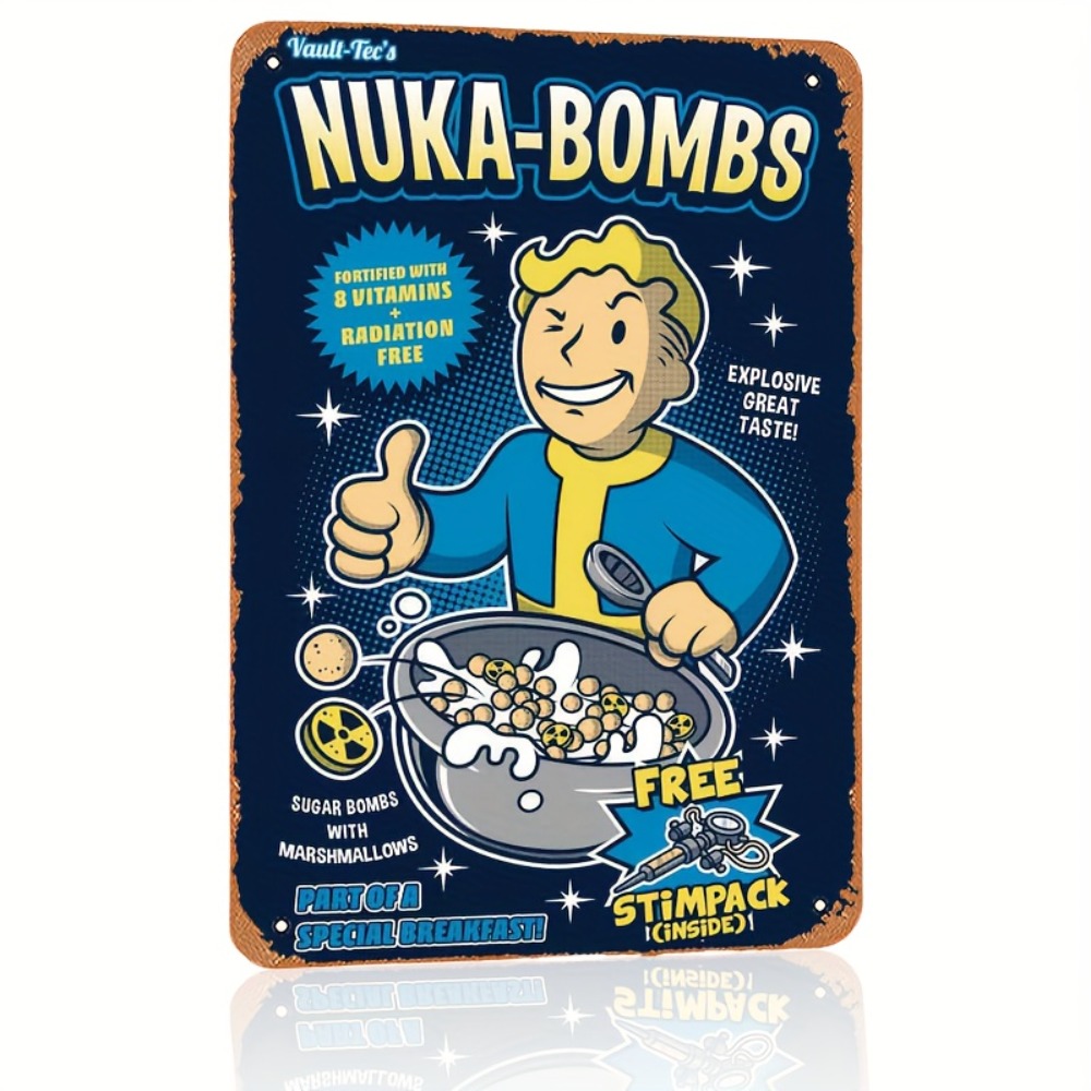 Retro Gaming Vault - Металлическая настенная вывеска Vault-Tec Nuka-Bombs —